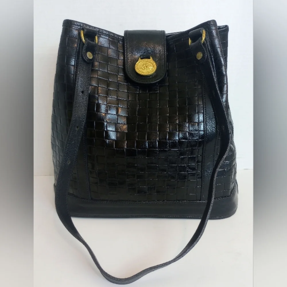 Black Woven Leather Shoulder Bag - Picture 5 of 13